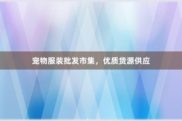 宠物服装批发市集，优质货源供应